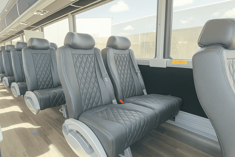 interior of Bridgeport Shuttle Bus Rentals charter bus